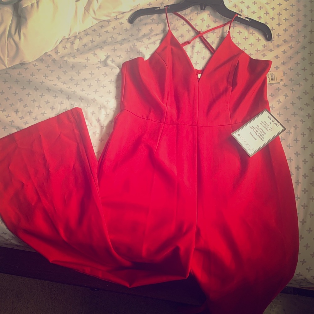 Red Wide leg Jumpsuit